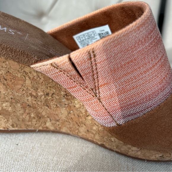 Toms Monica Tan Peach Ombra Women's US 8  Cork Wedge Platform Heel Shoes Sandals - Picture 12 of 16